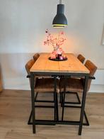 Bar tafel incl. 4 industriële stoelen, Ophalen, Zo goed als nieuw, Inclusief barstoelen