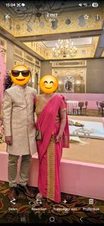 Prachtige roze Indiase Saree met gouden borduursels, Kleding | Dames, Overige typen, Maat 42/44 (L), Ophalen of Verzenden, Roze