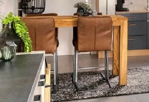 Houten eettafel met 4 stoelen, Huis en Inrichting, Tafels | Eettafels, Ophalen, Gebruikt, 100 tot 150 cm, 50 tot 100 cm