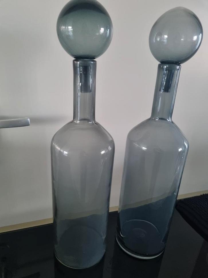 Pols Potten flessen met stop, 2 stuks, lichtgrijs, Huis en Inrichting, Woonaccessoires | Vazen, Zo goed als nieuw, Overige kleuren