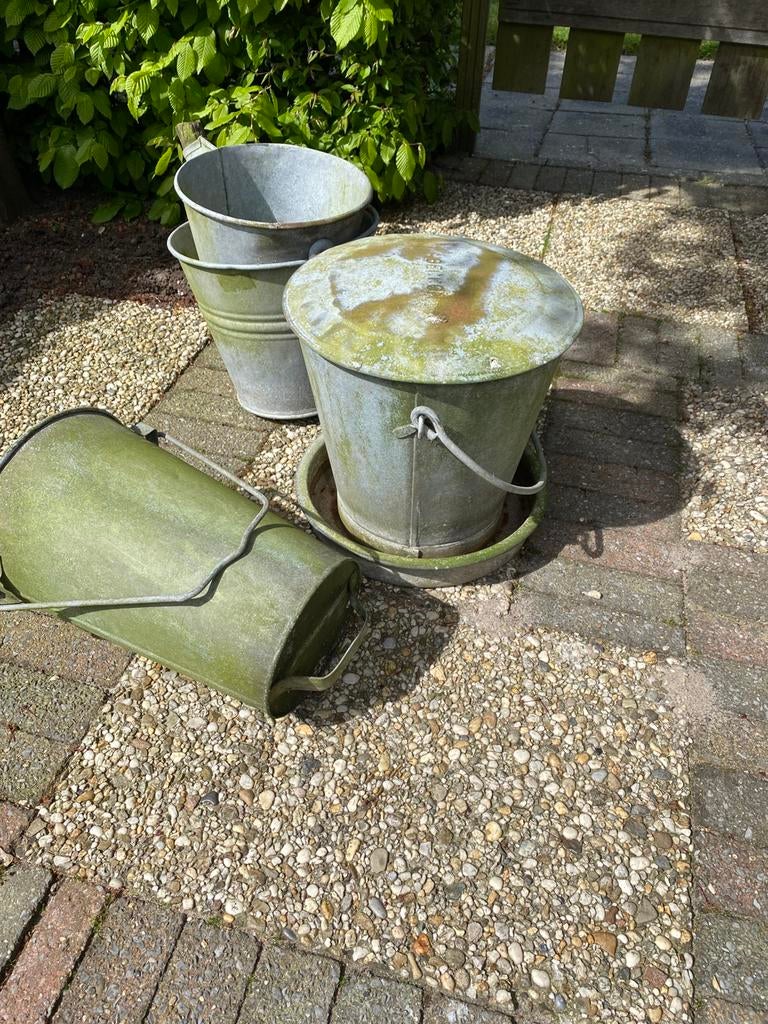 Zinken emmers, Ophalen, Gebruikt, Zink