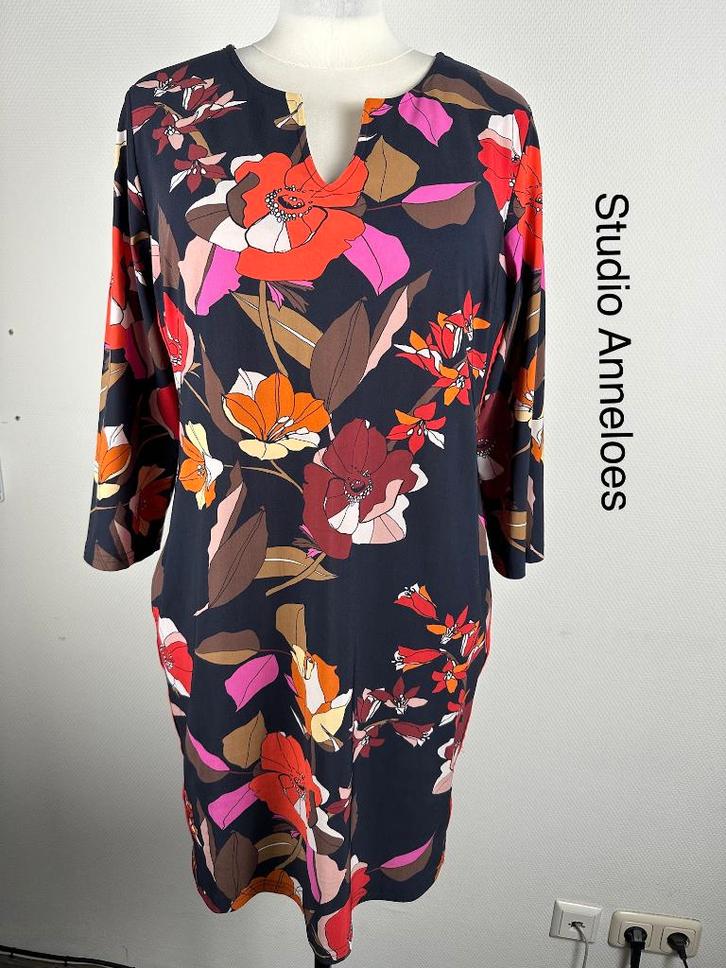Studio Anneloes Jurk  (mt: 42) GR/9889, Kleding | Dames, Jurken, Zo goed als nieuw, Maat 42/44 (L), Blauw, Onder de knie, Ophalen of Verzenden