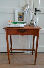Antieke art deco tafel plantentafel bureautje eik tafeltje, Ophalen, Gebruikt, 50 tot 100 cm, 25 tot 50 cm