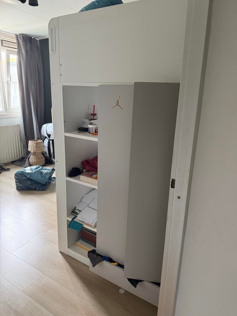 Hoogslaper met bureau en kast - Wit, Ophalen of Verzenden, Gebruikt, Hoogslaper