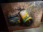 Stalen Schilderij met Scooter Reliëf - Unieke Wanddecoratie, Ophalen of Verzenden