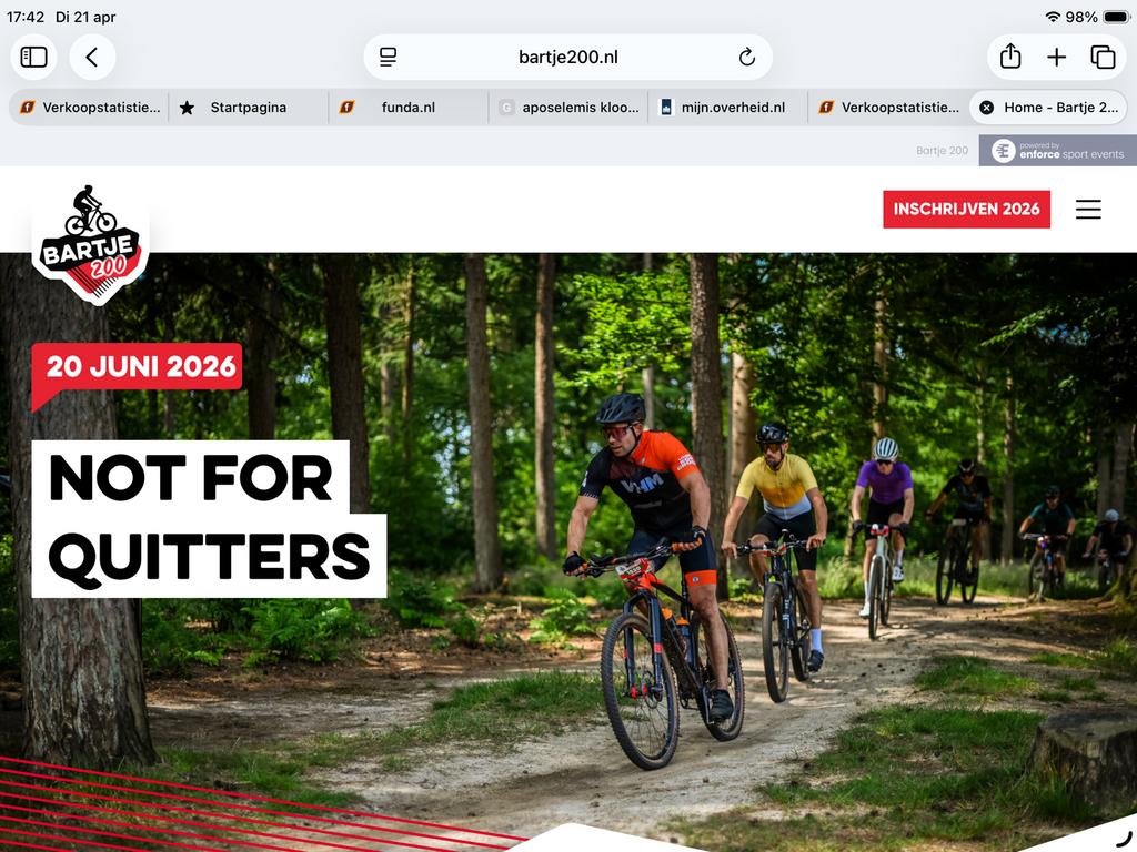 3 kaarten Bartje200 20 juni 2026 a €75 (200km), Drie personen of meer, Ticket of Toegangskaart