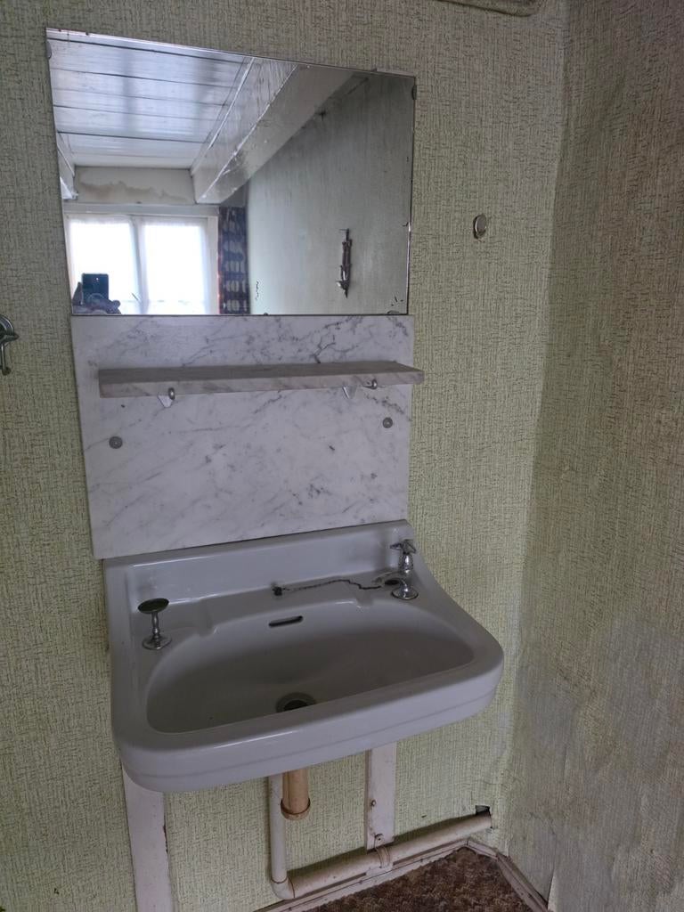 Wastafel compleet met spiegel en marmeren achterwand, Ophalen of Verzenden