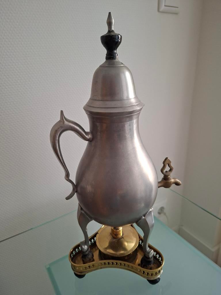 Tinnen kraantjespot met brander, Ophalen of Verzenden