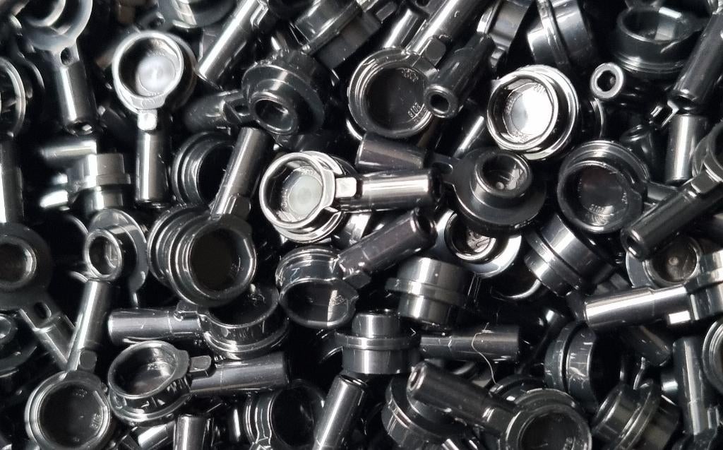 Lego 1x1 round plate with hollow stud bar 1L, Black, per 100, Ophalen of Verzenden, Nieuw, Losse stenen, Lego