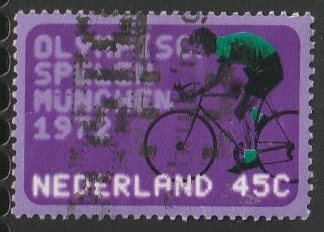 Nederland 1972 1014 Olympiade Wielrenner, Gest, Postzegels en Munten, Postzegels | Nederland, Ophalen of Verzenden, Na 1940, Gestempeld