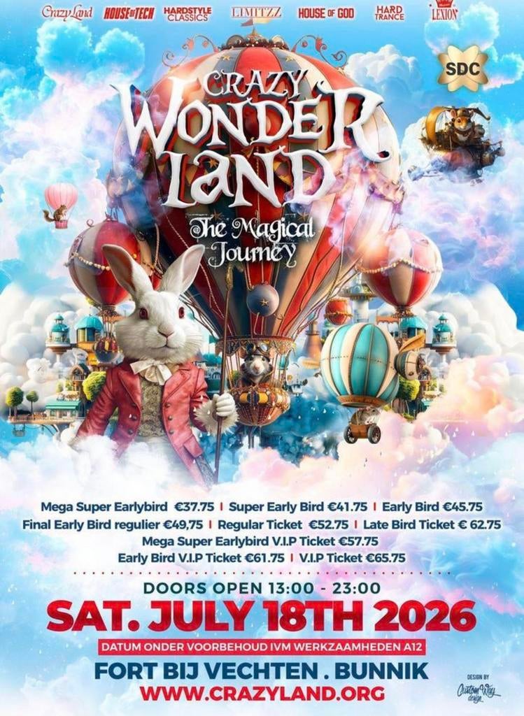 Te koop: 2x VIP ticket Crazy Wonderland 2026, Twee personen
