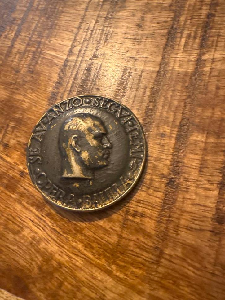 Italiaanse Fascistische speld ONB - Mussolini Profiel, Postzegels en Munten, Penningen en Medailles, Overige materialen, Buitenland