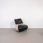 1x Leolux Pallone Fauteuil Zwart/Wit Leer - Chroom, Huis en Inrichting, Fauteuils, Niet ingevuld, Niet ingevuld, 75 tot 100 cm