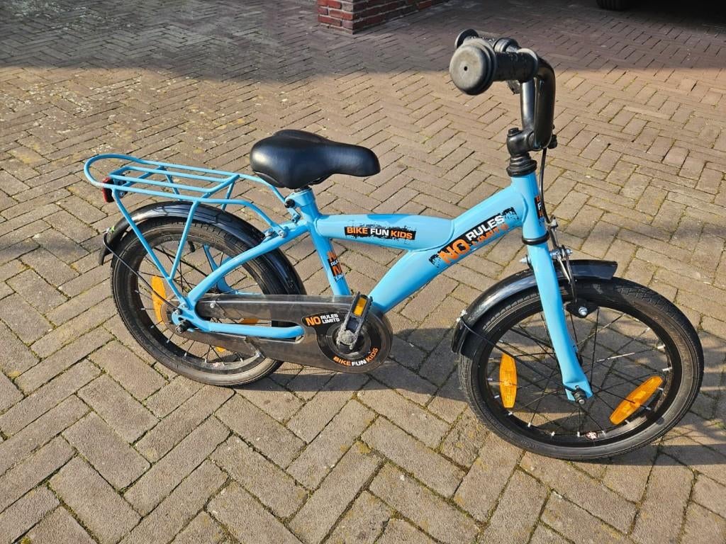 Jongensfiets Bike Fun Kids No Rules No Limits 16 RK Blauw, Ophalen, Bike fun kids, Gebruikt, Handrem