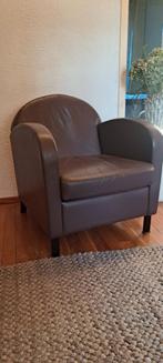 2 leren fauteuils - aubergine, Ophalen, Gebruikt, Design, 50 tot 75 cm