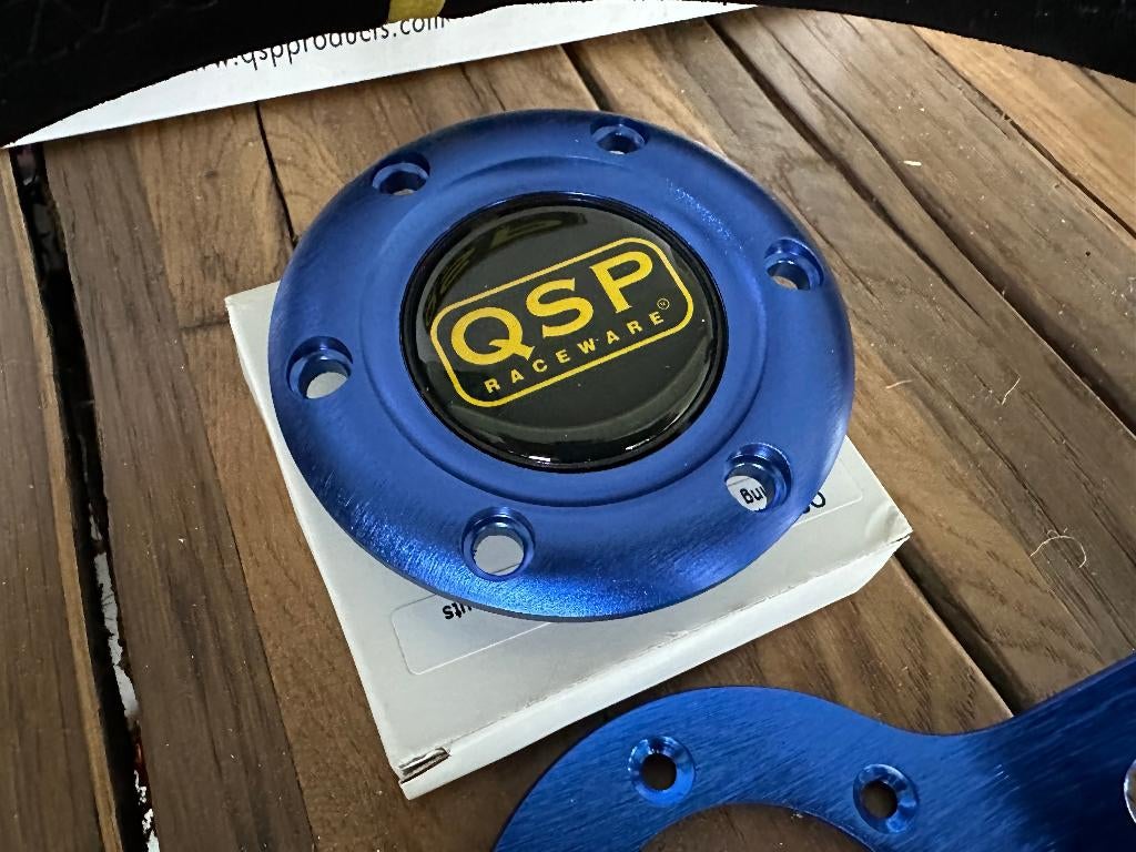 QSP 350mm 70mm suede blauw sportstuur autostuur stuur, Ophalen of Verzenden