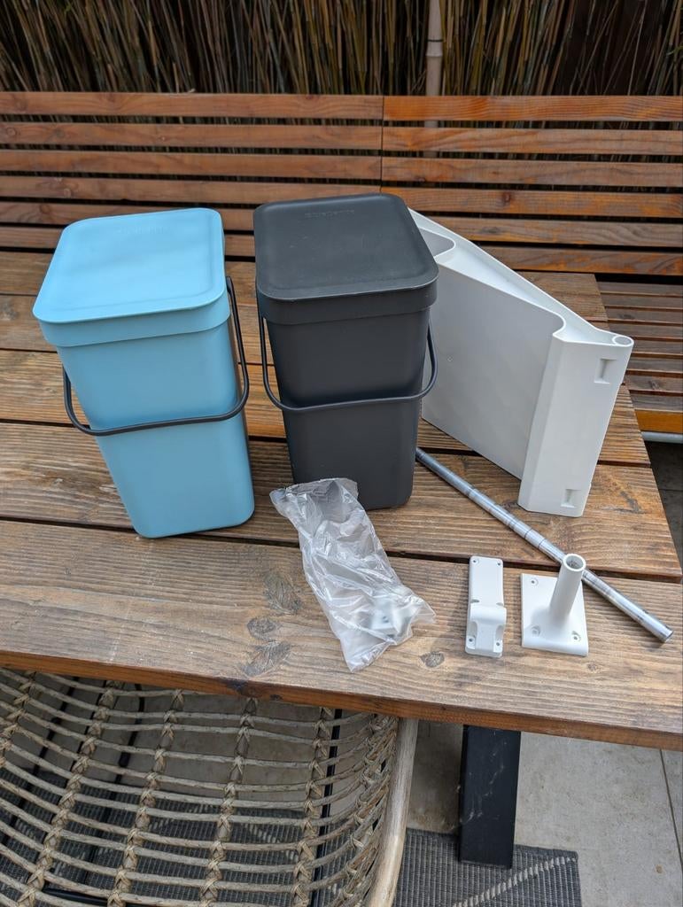 Brabantia Sort & Go Inbouwemmers 2x12L - heel netjes nog!, 20 tot 30 liter, Ophalen, Gebruikt, Kunststof