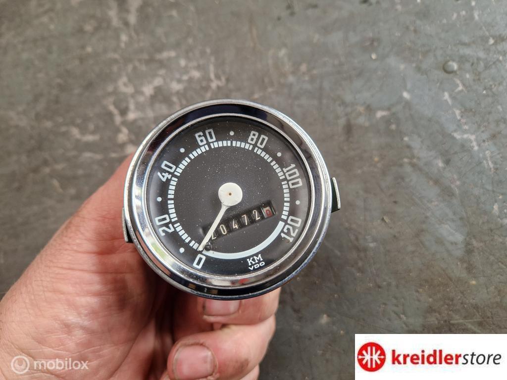 Kreidler VDO km teller voor druppelkoplamp zeer nette staat, Fietsen en Brommers, Brommeronderdelen | Kreidler, Gebruikt, Kreidler