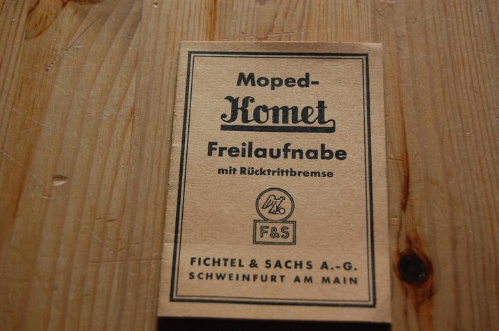 Fichtel & Sachs Komet vrijloopnaaf bromfietsen, Fietsen en Brommers, Handleidingen en Instructieboekjes, Nieuw, Ophalen of Verzenden