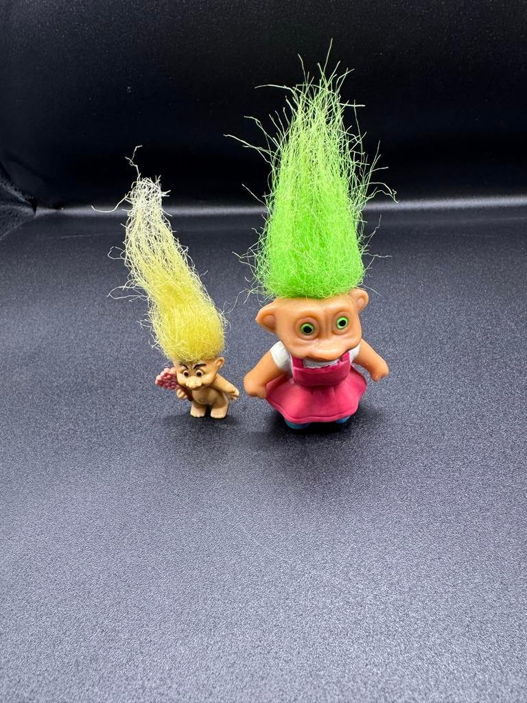 Troll poppen set - 2 vintage trollen met fel haar, Verzamelen, Ophalen of Verzenden, Gebruikt