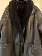 Leren jas met bontvoering, Ophalen, Gedragen, Maat 42/44 (L), Zwart