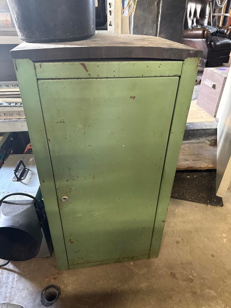 Vintage Groene Werkkast met Lade en Planken, Ophalen of Verzenden, Gebruikt