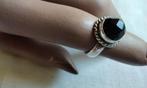 Zilveren Ring Onyx maat 16,45 rond KORTING AFGEPRIJSD, Ophalen, Zwart, Nieuw, Kleiner dan 17