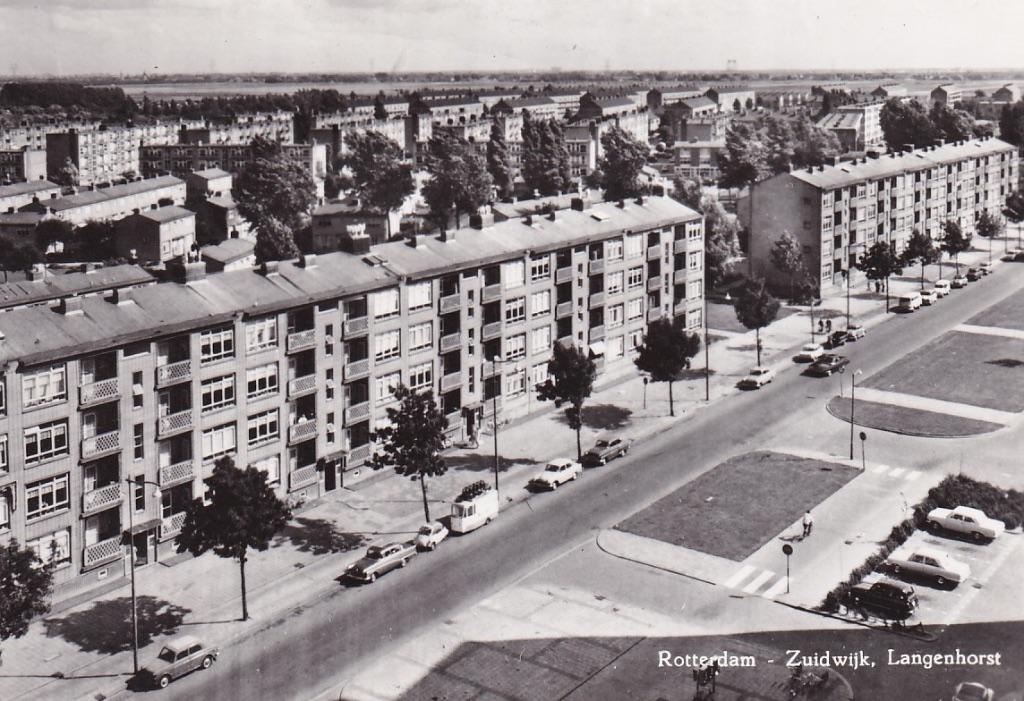 718B Rotterdam Zuidwijk panorama Langenhorst 1967, Ophalen of Verzenden, 1960 tot 1980, Ongelopen, Zuid-Holland