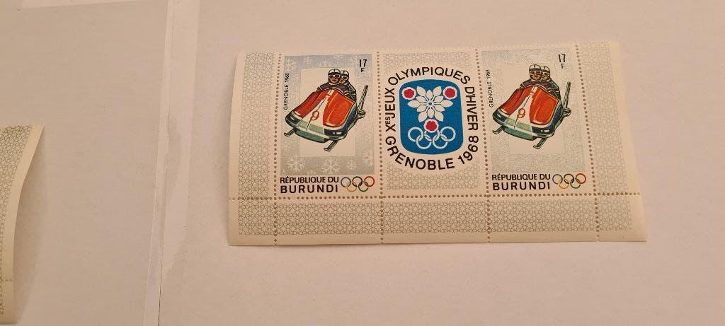 8146 burundi blokje olympics grenoble 1986 bobsleeen, Verzenden, Overige landen