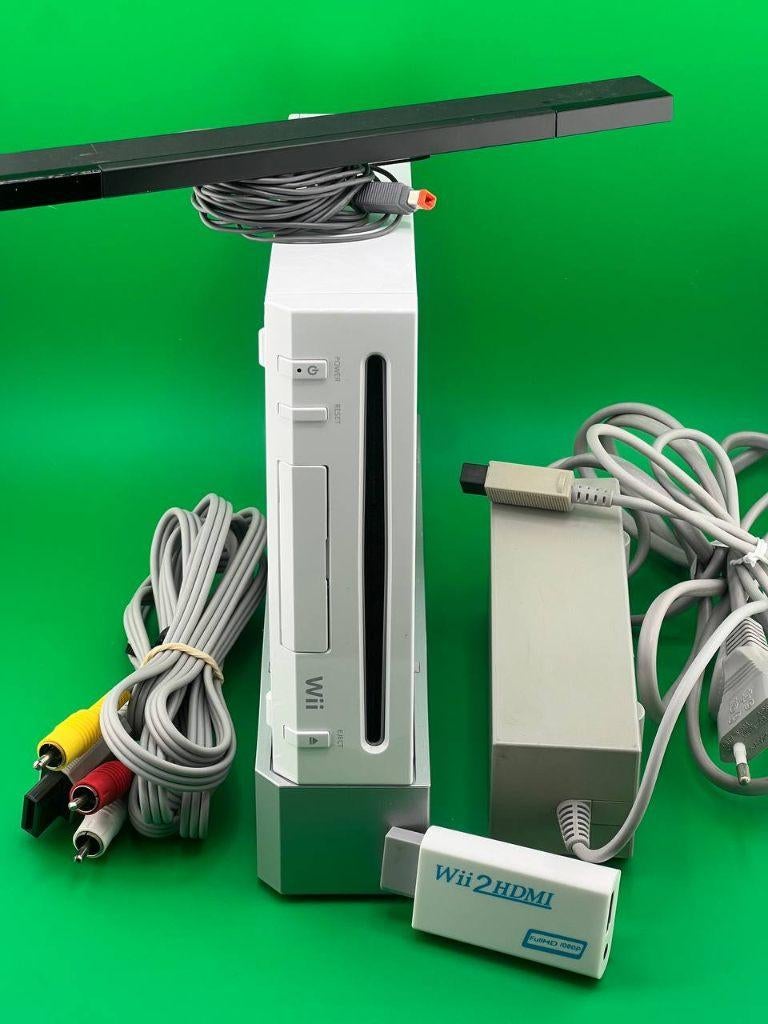 Nintendo Wii Wit Console met Wii2HDMI Adapter en Kabels, Ophalen of Verzenden, Gebruikt, Zonder controller