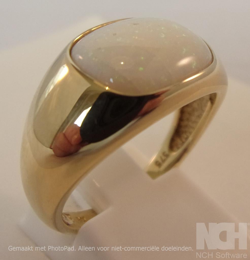 Nieuwe gouden ring met witte Opaal, melk Opaal, 18 tot 19, Verzenden, Wit, Nieuw