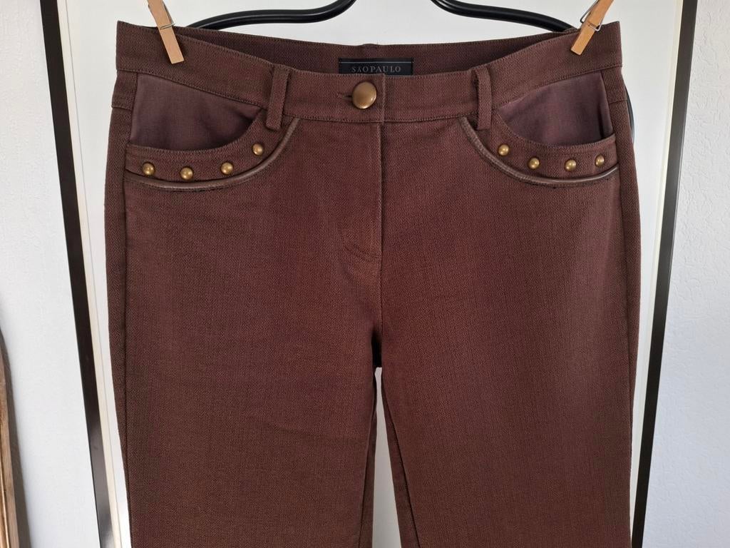Nieuwe bruine pantalon van Sao Paulo studs en leer maat M, Maat 38/40 (M), Bruin, Verzenden, Nieuw