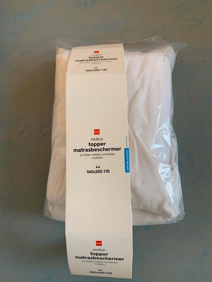 Nieuwe Hema molton topper matrasbeschermer 160x200, Huis en Inrichting, Slaapkamer | Matrassen en Bedbodems, Nieuw, Matras, 160 cm