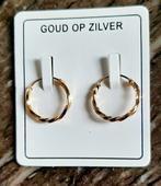 Goud op zilver oorringetjes 14 of 16 mm doorsnee, Hangers, Nieuw, Ophalen of Verzenden, Goud
