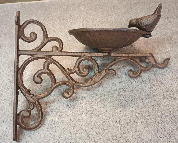 VOEDERSCHAAL MET VOGEL/ GIETIJZER / DRINKSCHAAL, Tuin en Terras, Tuinwanddecoratie, Nieuw, Ophalen of Verzenden