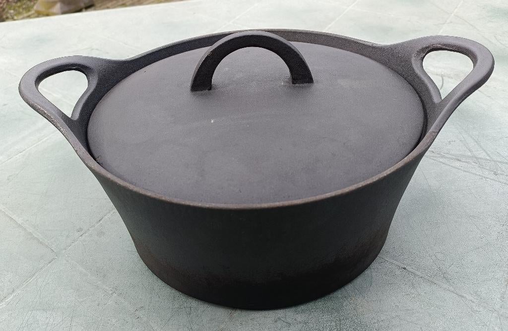 Zwarte HACKMAN ingebrand gietijzeren pan Ø 25 cm (G343), Gebruikt, Gietijzer, Ophalen of Verzenden, Keramische plaat