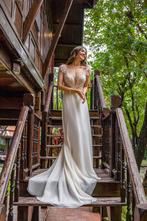 Trouwjurk maat 38 off shoulder look, Ophalen of Verzenden, Zo goed als nieuw, Wit, Trouwjurk