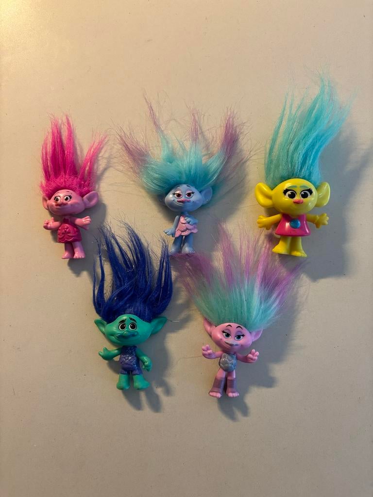 Hasbro Trolls figuren set van 5 roze, geel paars en blauw!, Ophalen of Verzenden, Zo goed als nieuw