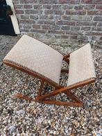 Retro verstelbaar voetenbankje - Hout en stof, Ophalen, Minder dan 50 cm, Gebruikt, 50 tot 75 cm