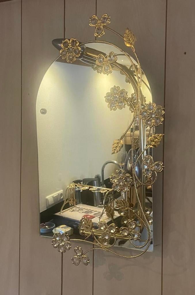 Vergulde spiegel & 2 grote fotolijsten met Swarovski, Ophalen, Minder dan 50 cm, Zo goed als nieuw, Minder dan 100 cm