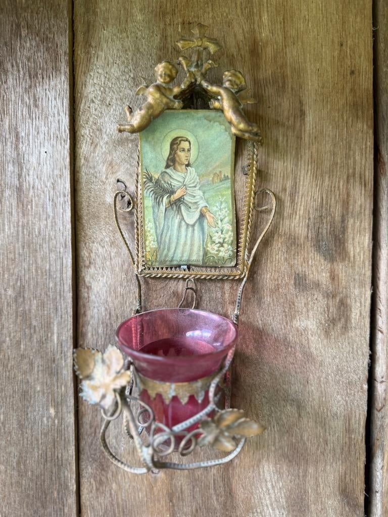 Antiek Wijwaterbakje Maria Goretti Brocante, Antiek en Kunst, Antiek | Religie, Ophalen of Verzenden