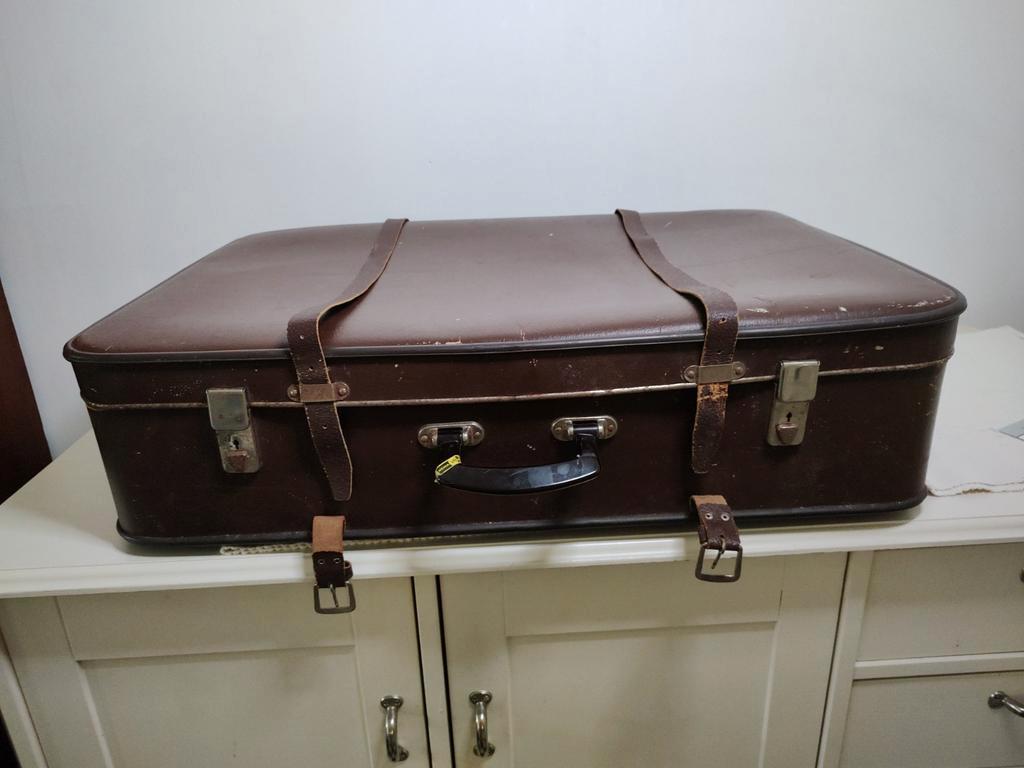 K466 VINTAGE jaren 60 koffer van geperst karton, Overige materialen, Gebruikt, -, Ophalen of Verzenden