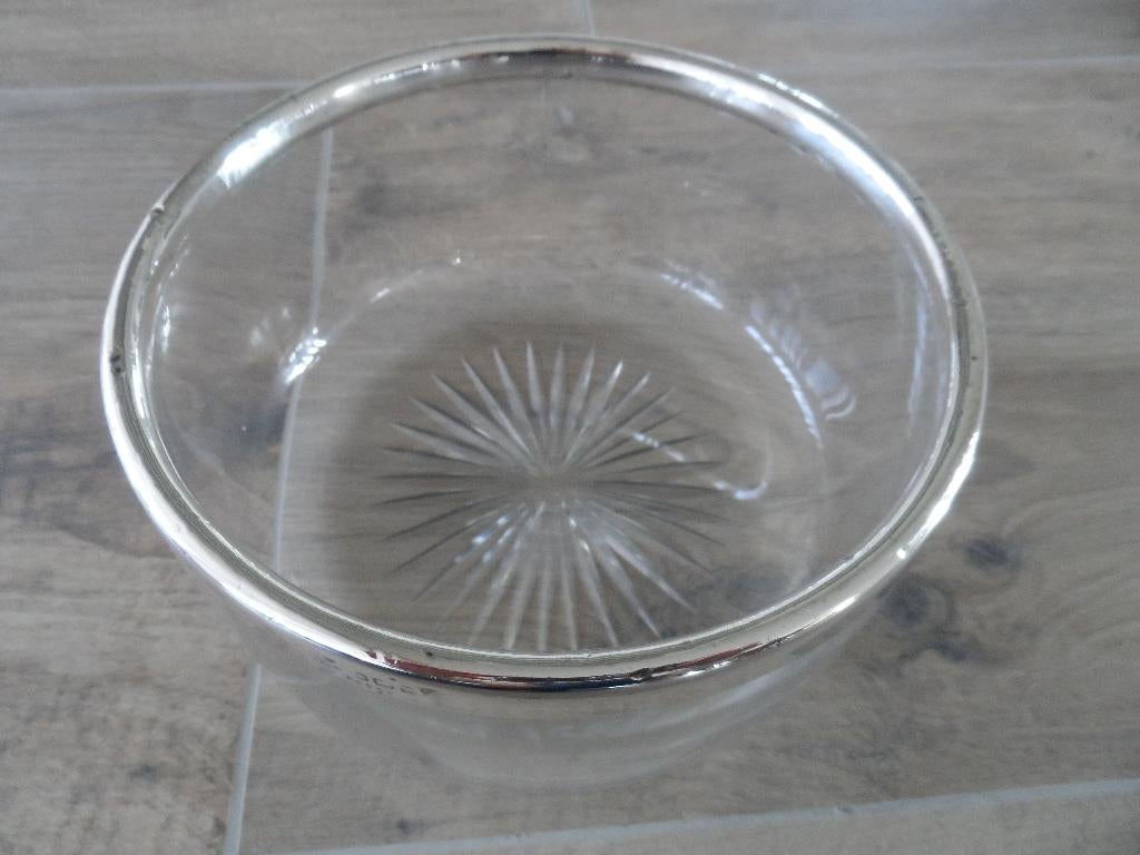 Schaal met zilveren rand - Engels 925., Ophalen of Verzenden, Zilver