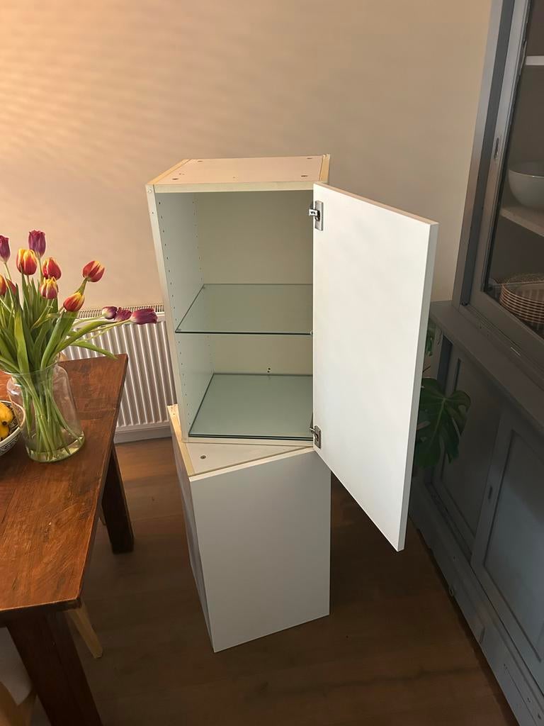 Witte wandkastjes met glazen planken, Huis en Inrichting, Kasten | Overige, Ophalen, Gebruikt