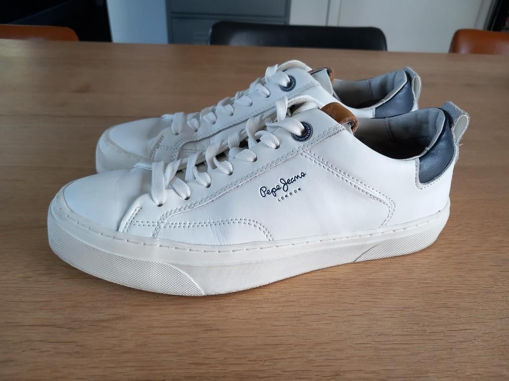 Sneakers pepe jeans wit leder, maat 41, Wit, Ophalen of Verzenden, Zo goed als nieuw, Pepe Jeans