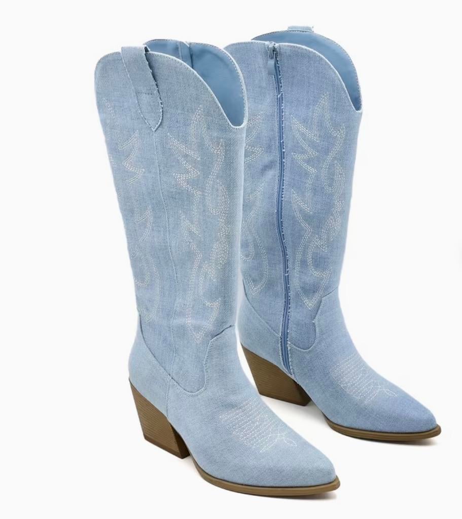 Cowboy laarzen NIEUW, Hoge laarzen, Blauw, Nieuw, Ophalen of Verzenden