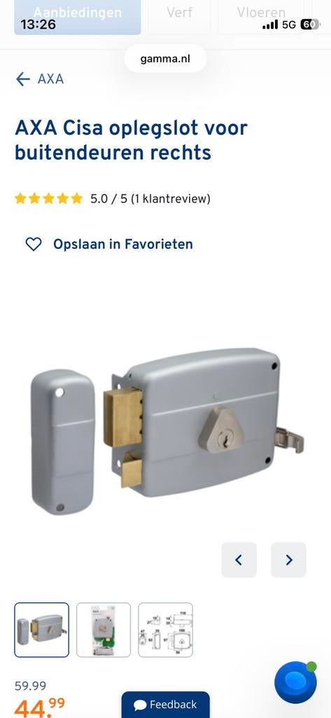 Nieuw AXA deurslot - verpakking erbij, Ophalen, Nieuw, Rvs, Slot