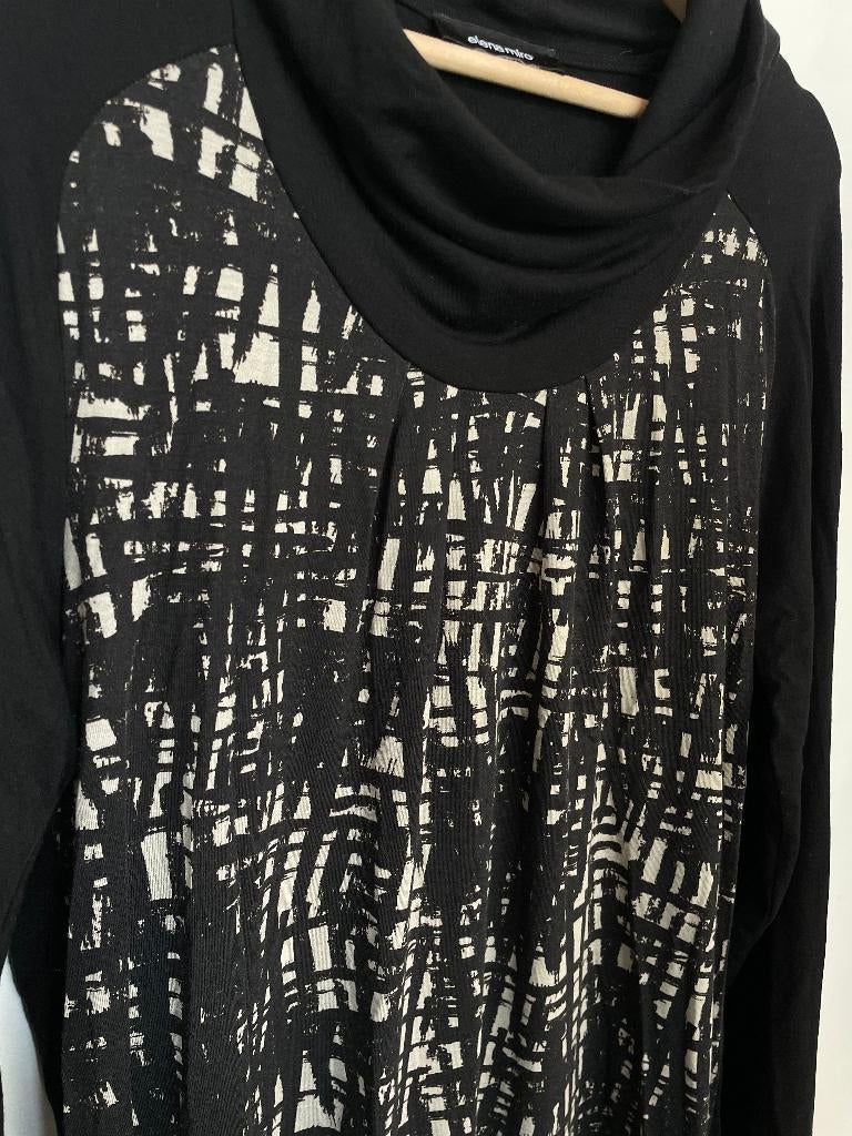 Elena Miro rechtvallende jurk maat L/XL rolkraag abstract, Zwart, Maat 46/48 (XL) of groter, Ophalen of Verzenden, Zo goed als nieuw