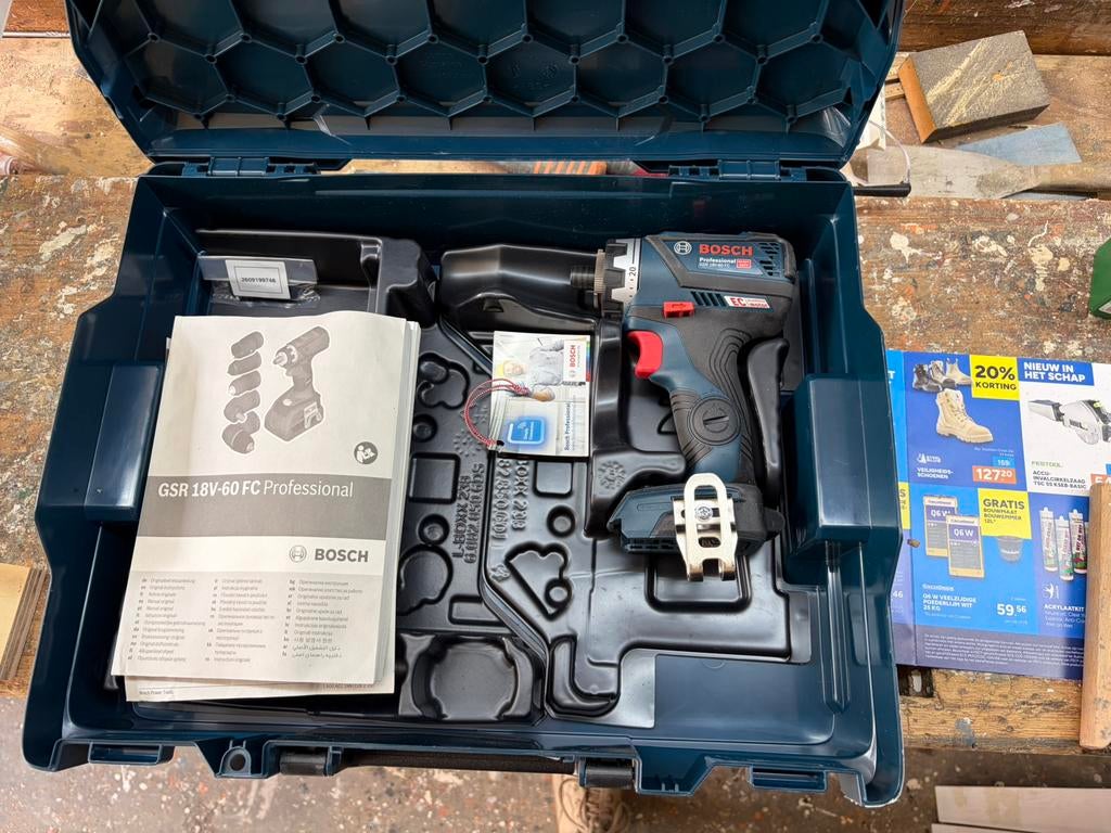 Bosch GSR 18V-60 FC boormachine (body) incl L-Boxx, Ophalen of Verzenden, Nieuw