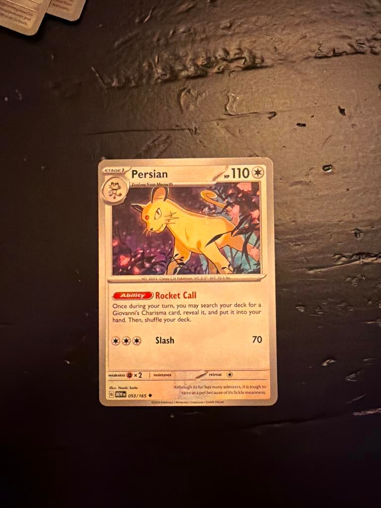 Persian 053/165 - Zeldzame Pokémonkaart, Ophalen of Verzenden, Zo goed als nieuw, Losse kaart